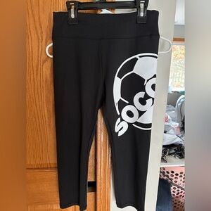 NWT! Justice Black Leggings with Soccer Graphic